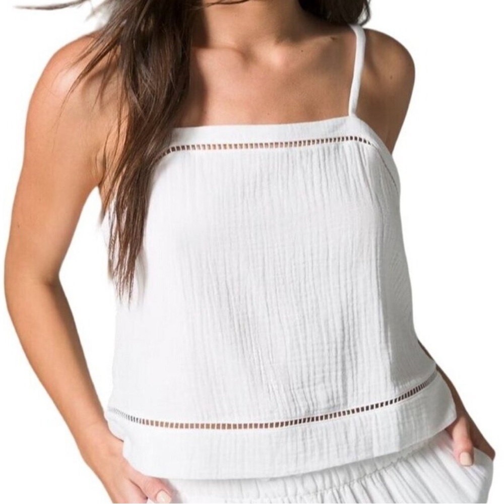 Soma White 100% Cotton Gauze Cropped Cami Size S